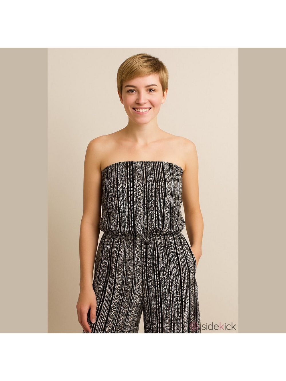 Seven Islands Chic Black & Tan Patterned Jumpsuit , Plus Size 3X
